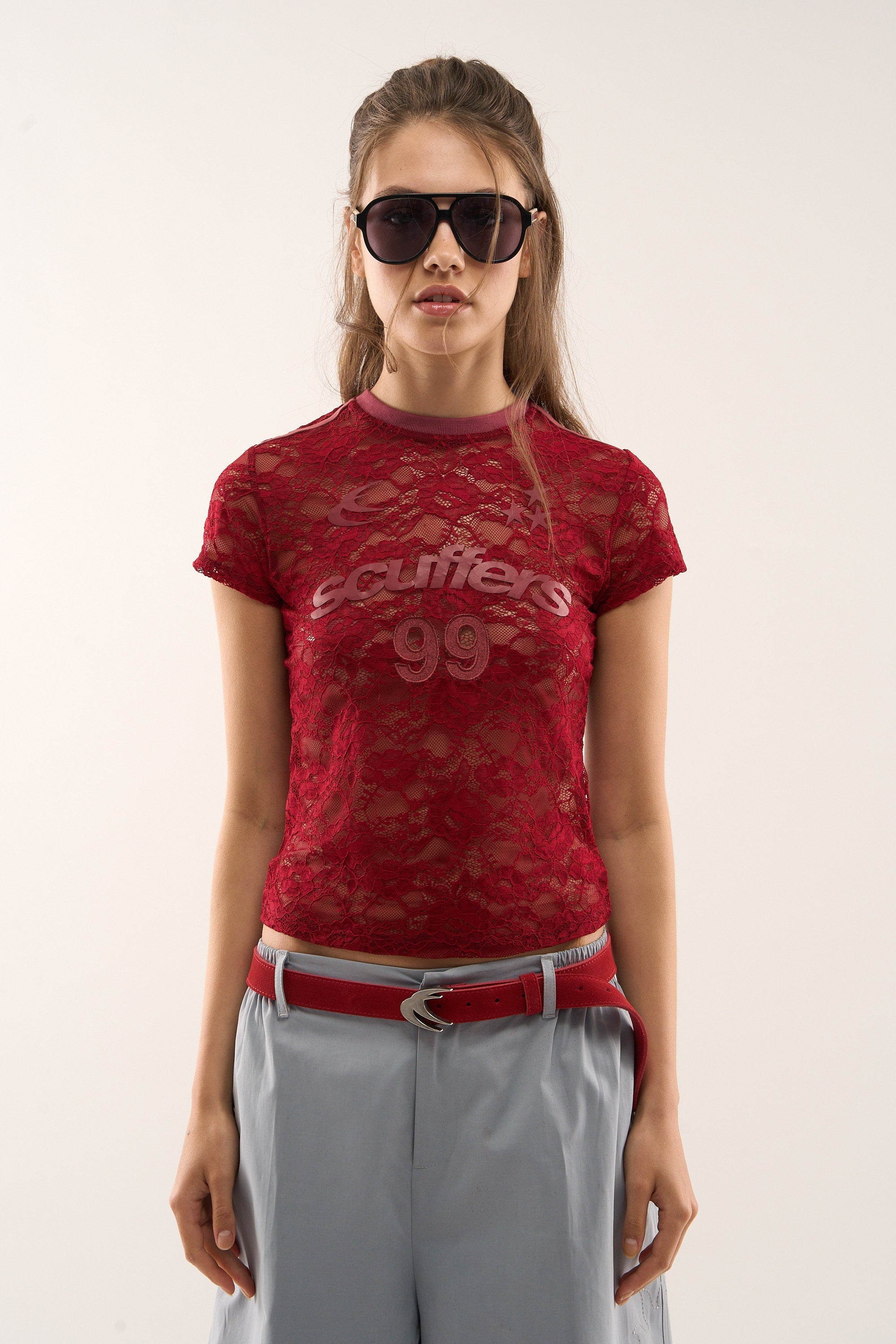 99 Lace Burgundy Top